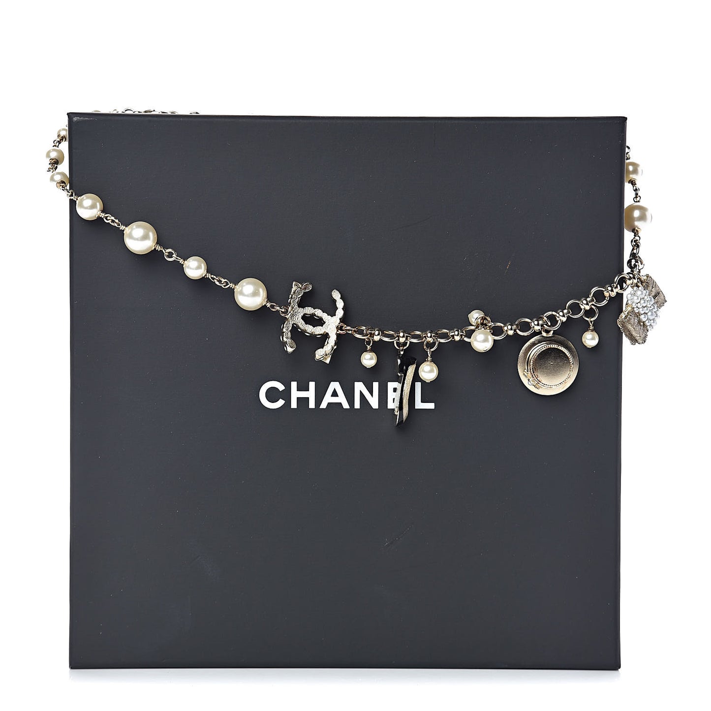 Pearl Charm CC Short Necklace Gold