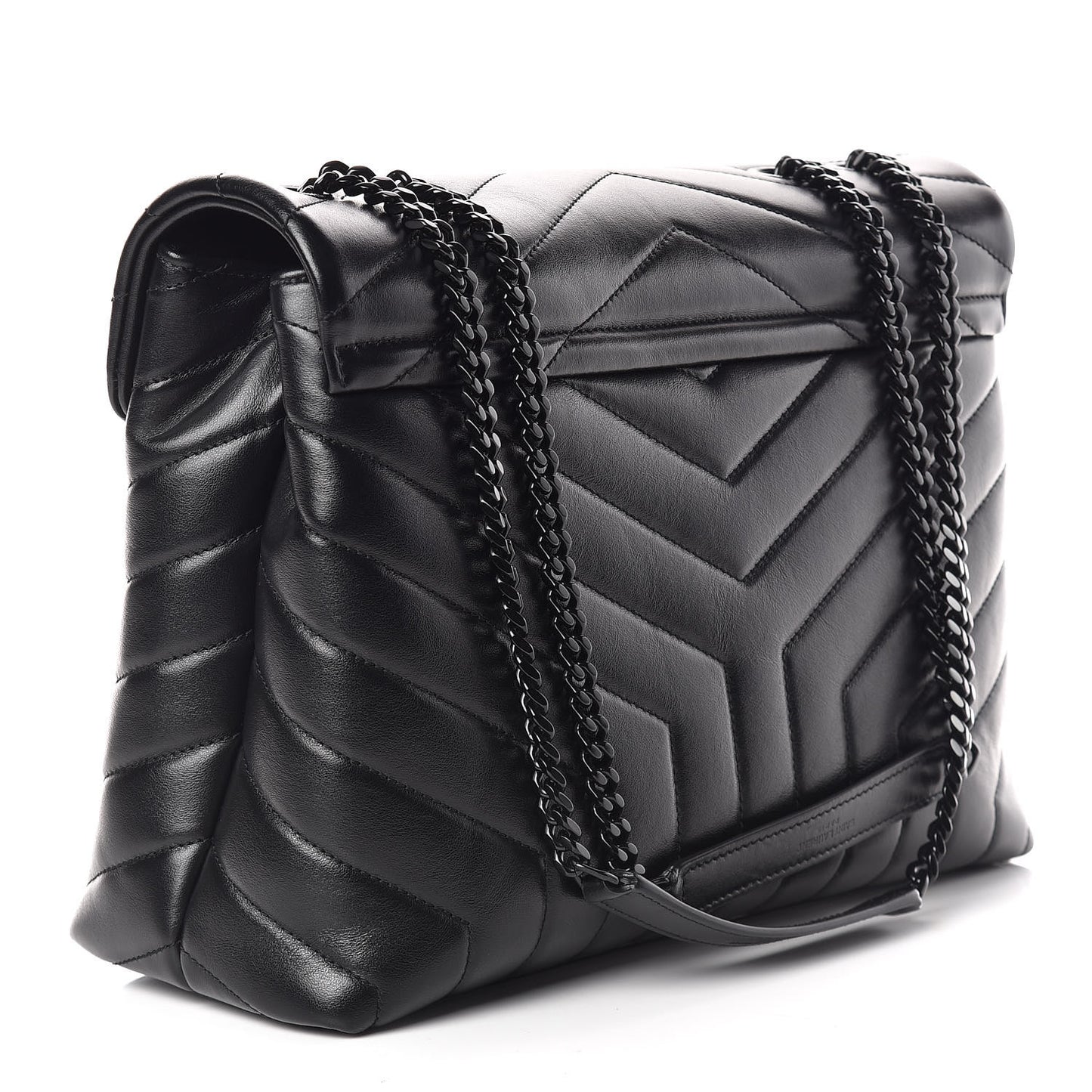 Calfskin Y Quilted Monogram Medium Loulou Chain Satchel Black