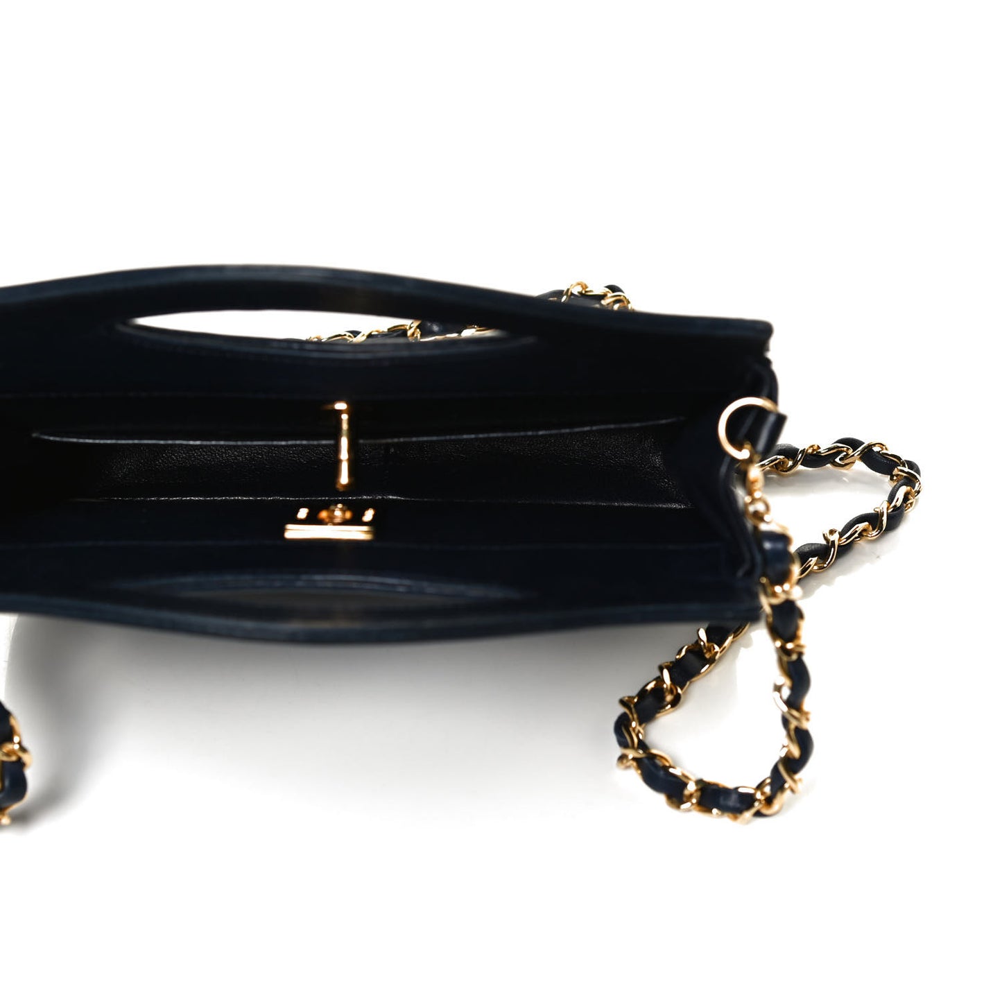 Aged Calfskin Quilted Small 31 Shopping Bag Navy