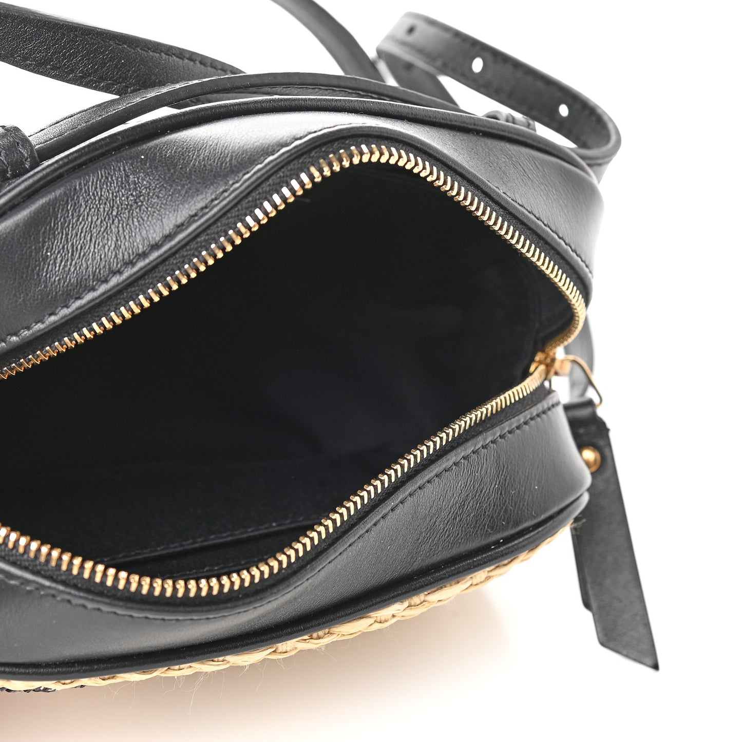 Raffia Canvas Monogram Lou Heart Belt Bag Beige Black