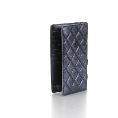 Chanel Metallic Calfskin Quilted Cambon Yen Wallet Blue 3 of 8