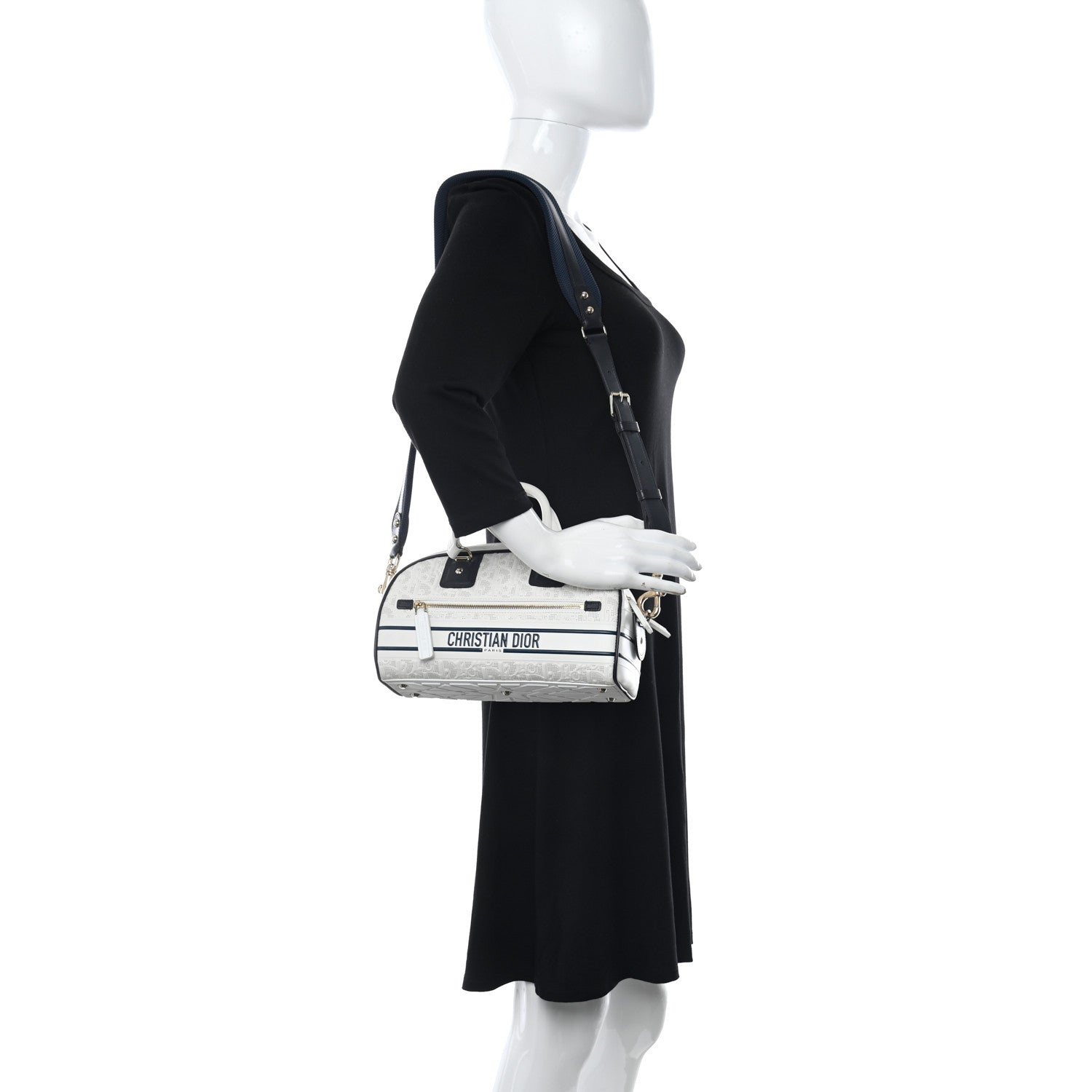 Christian Dior Perforated Calfskin Medium Dior Vibe Classic Bowling Bag White 2 of 10