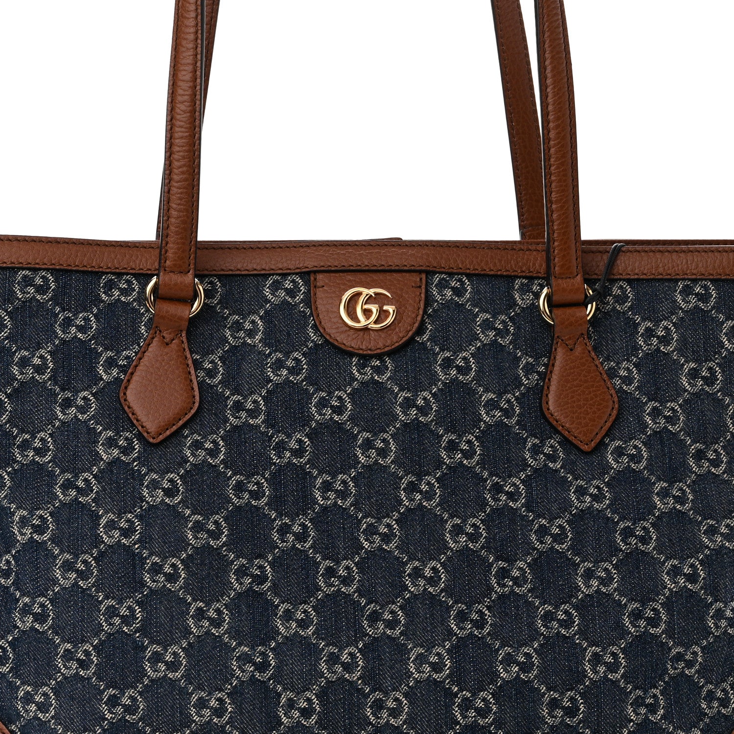 Gucci New Denim GG Monogram Medium Ophidia Shopping Tote Blue Tea Cuir 8 of 10