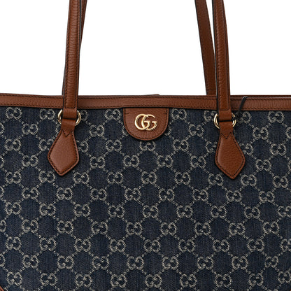 Gucci New Denim GG Monogram Medium Ophidia Shopping Tote Blue Tea Cuir 8 of 10