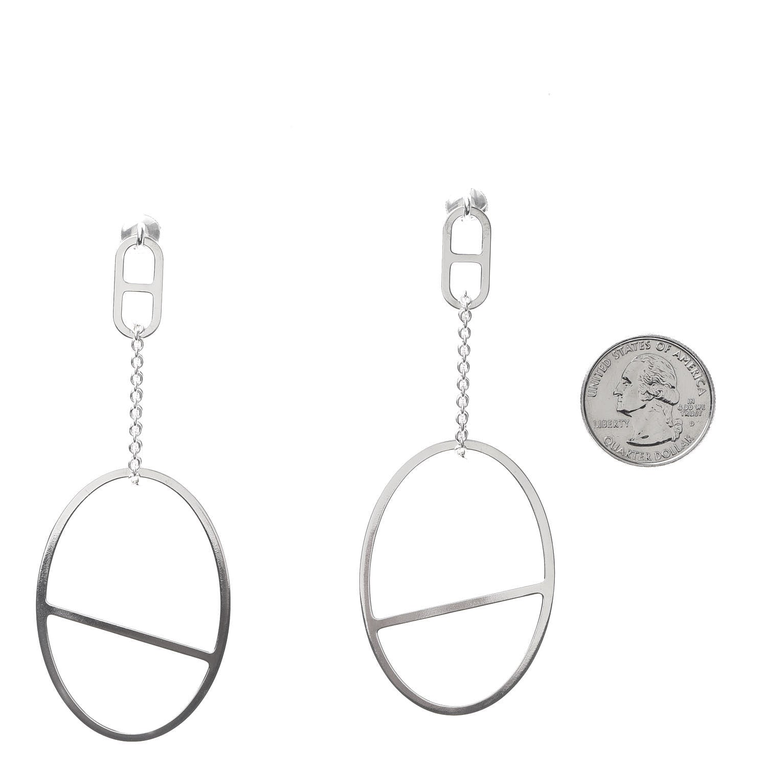 Hermes Sterling Silver Azur Drop Earrings 2 of 5
