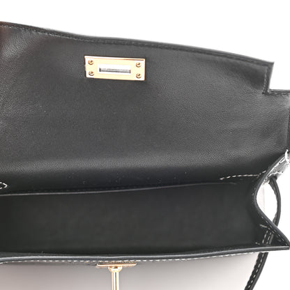 Hermes Ostrich Horseshoe Kelly Sellier Mini 20 Black 5 of 10