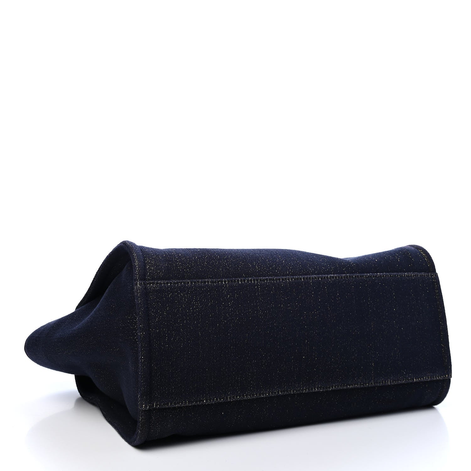 Chanel Lurex Canvas Medium Deauville Tote Navy Blue Gold 3 of 8