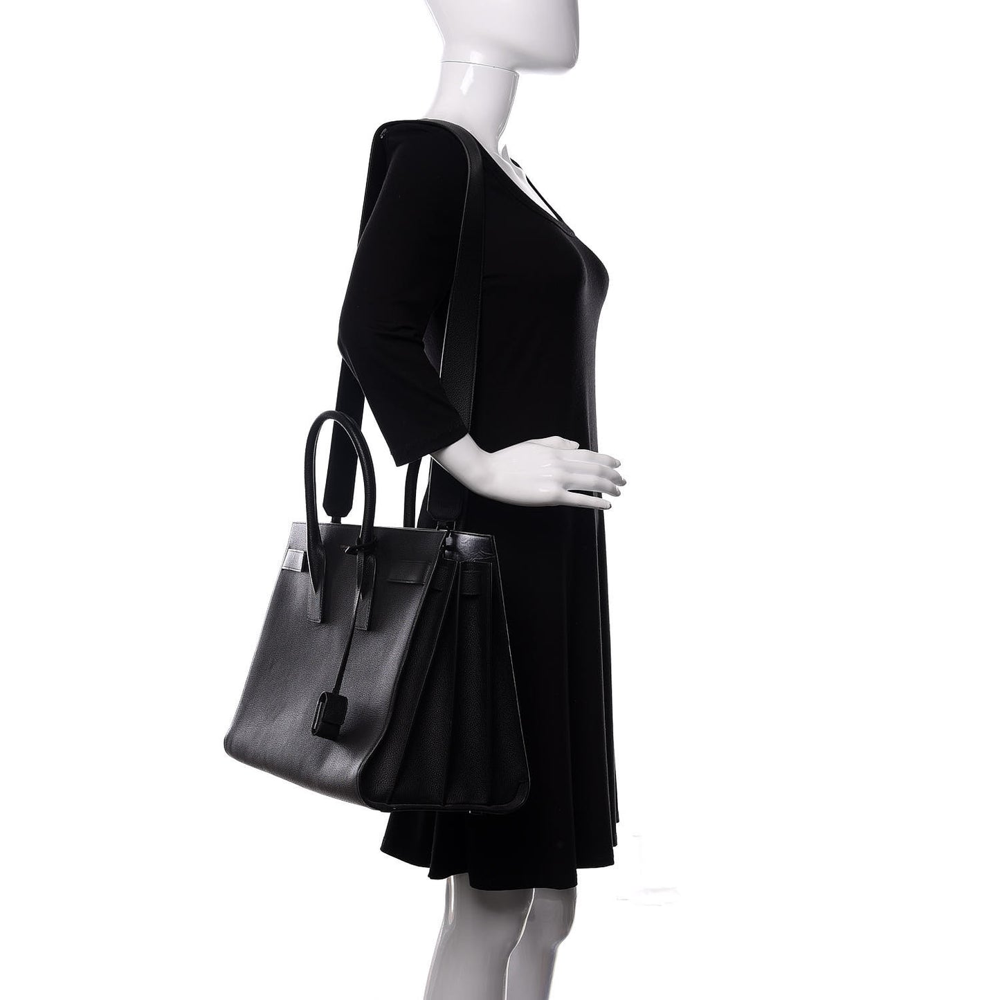 Grained Calfskin Large Sac De Jour Carryall Black