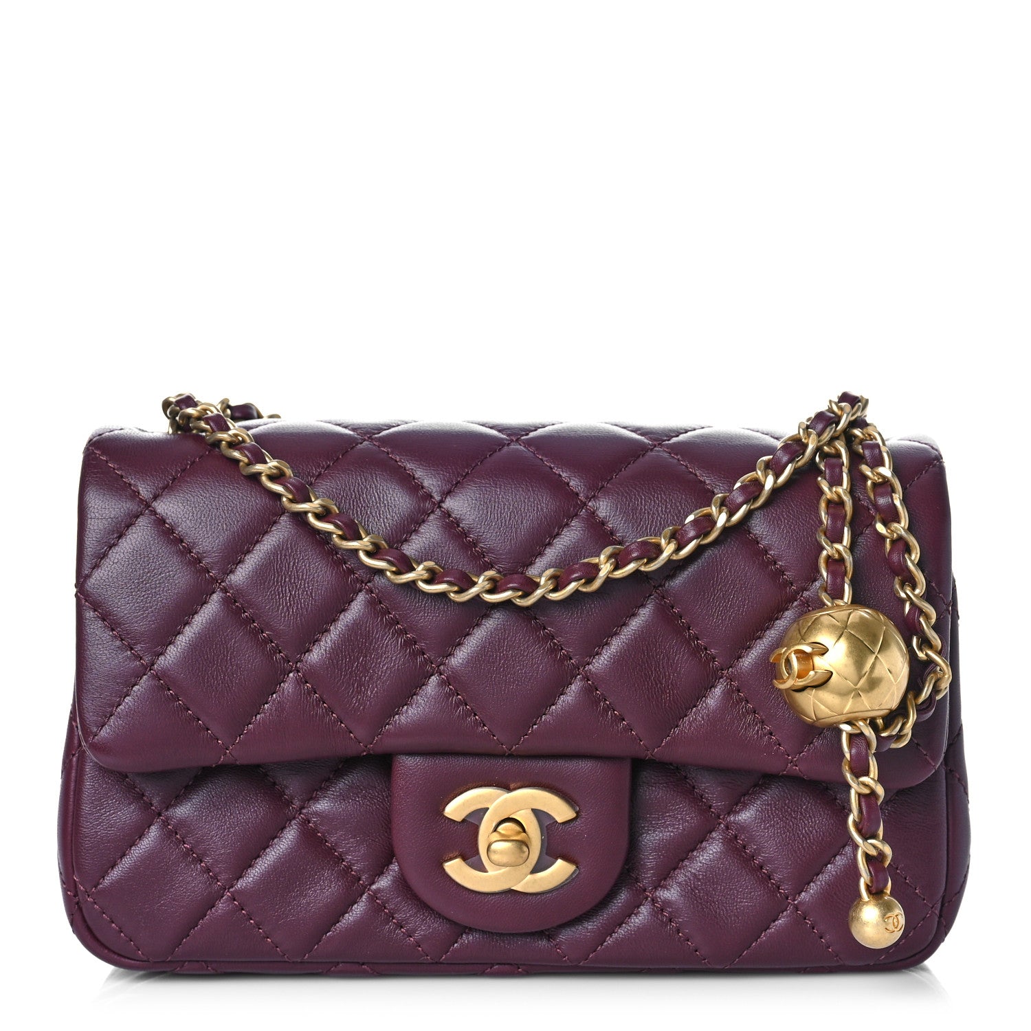 Chanel Lambskin Quilted Mini Rectangular Pearl Crush Flap Burgundy 1 of 10