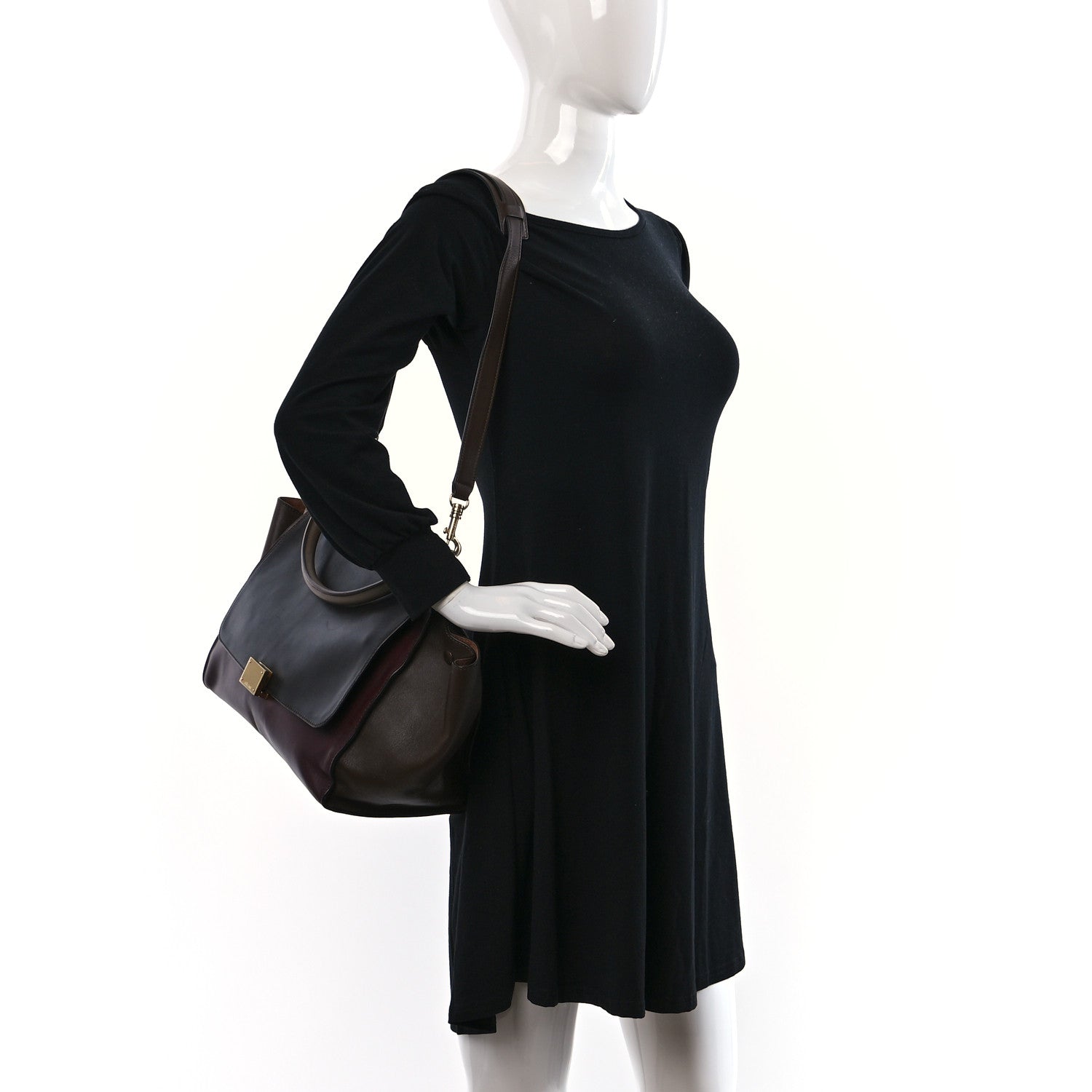 Celine Smooth Calfskin Medium Tri-Color Trapeze Ebony 2 of 10