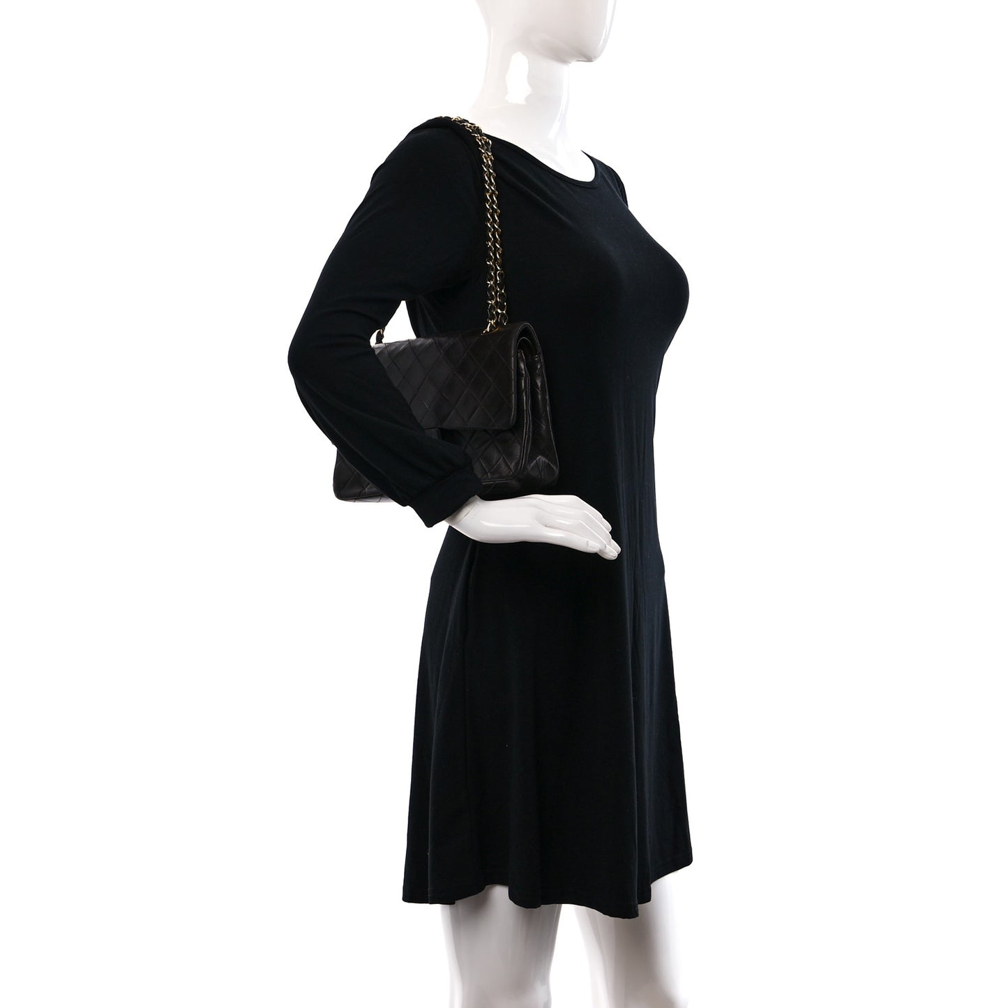 Lambskin Quilted Medium Double Flap Black