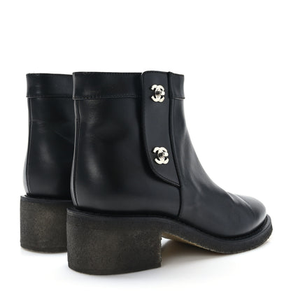 Chanel Iridescent Calfskin CC Turnlock Ankle Boots 40 Black 5 of 9
