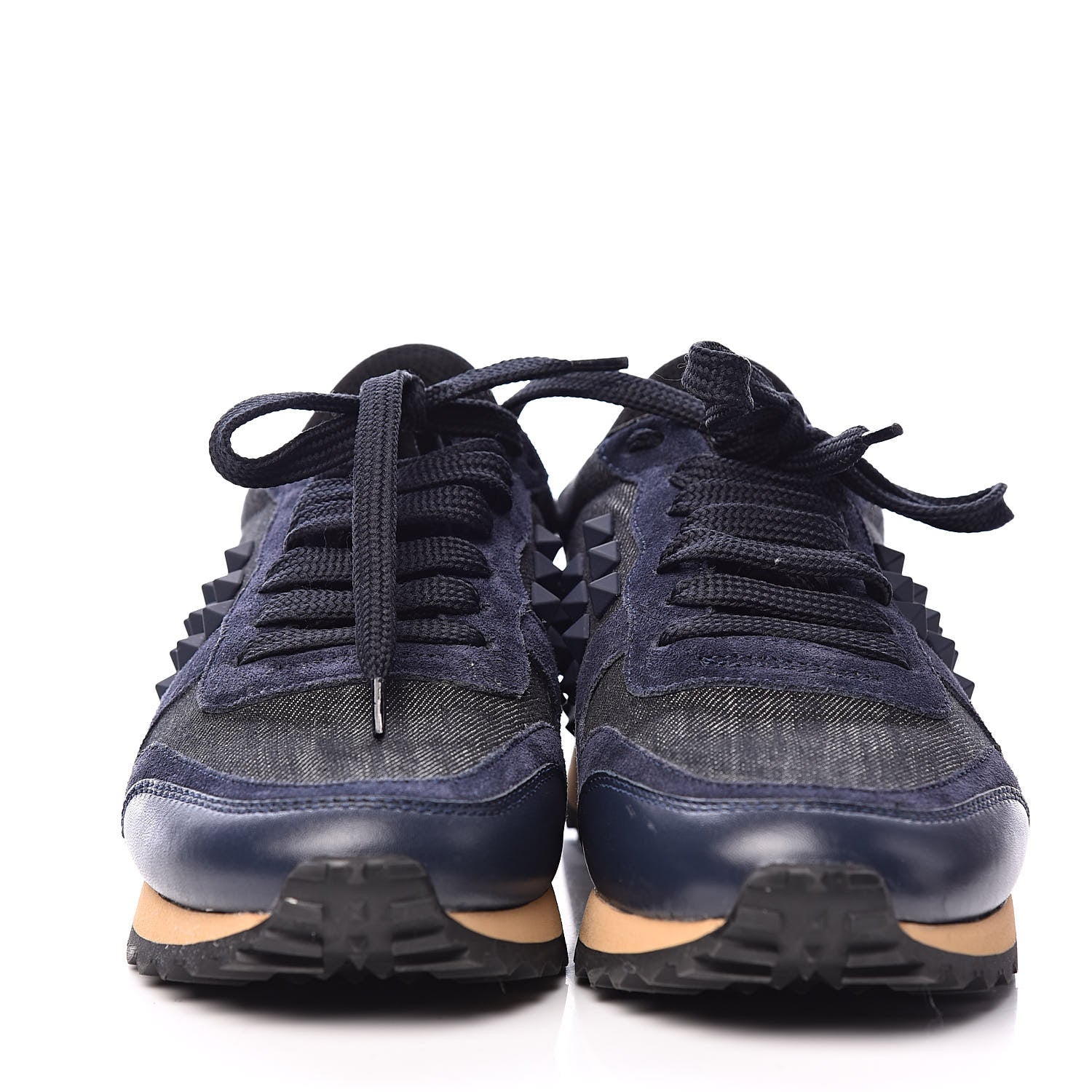 Valentino Garavani Denim Calfskin Suede Rockstud Sneakers 35.5 Deep Denim 2 of 11