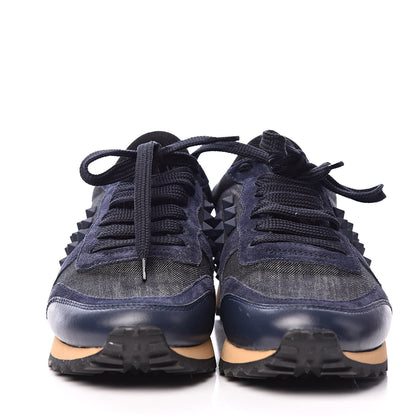 Valentino Garavani Denim Calfskin Suede Rockstud Sneakers 35.5 Deep Denim 2 of 11