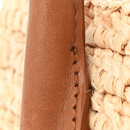 Saint Laurent Raffia Calfskin Panier Rectangle Tote Naturel Brick 12 of 12