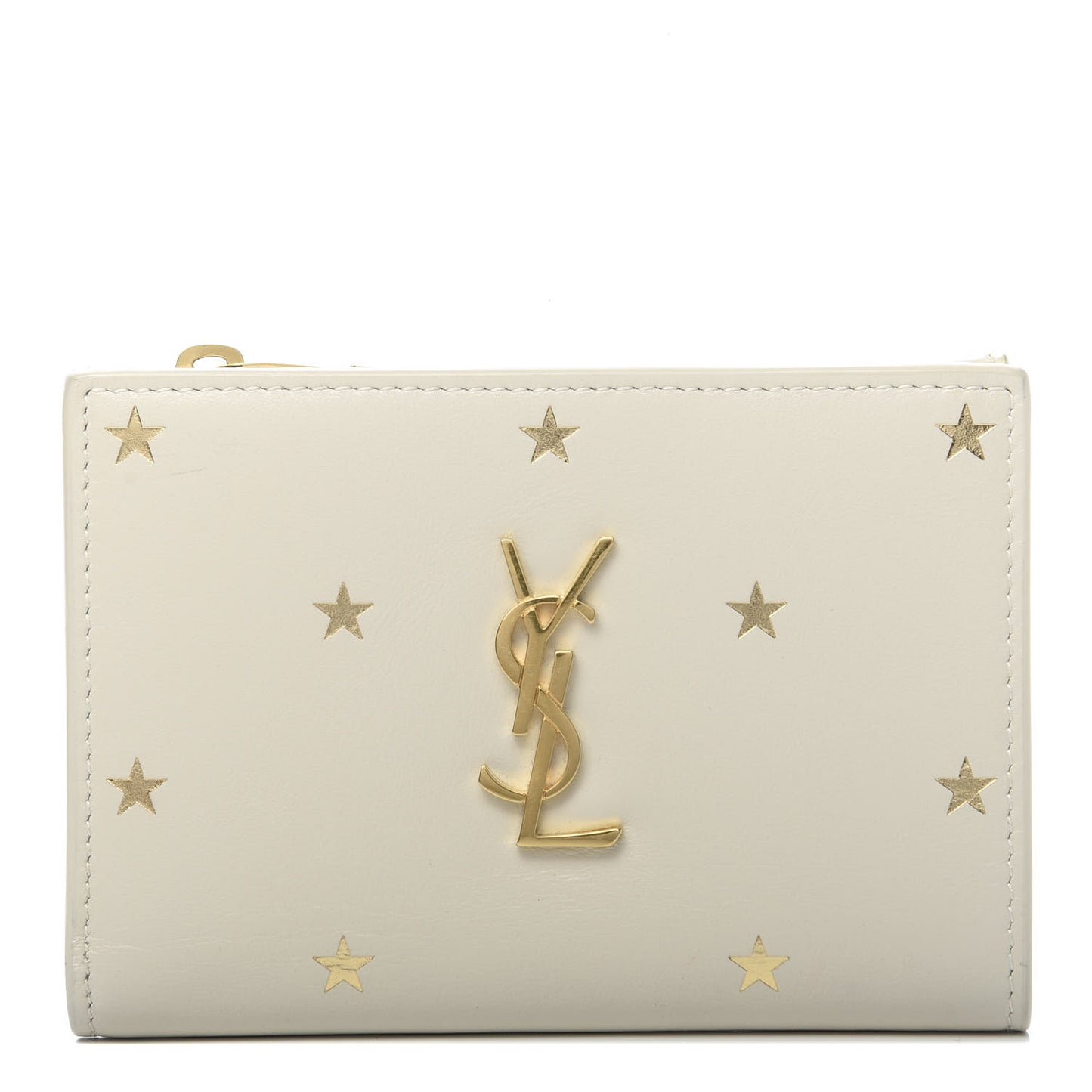 Calfskin Star Print Monogram Fragments Wallet White
