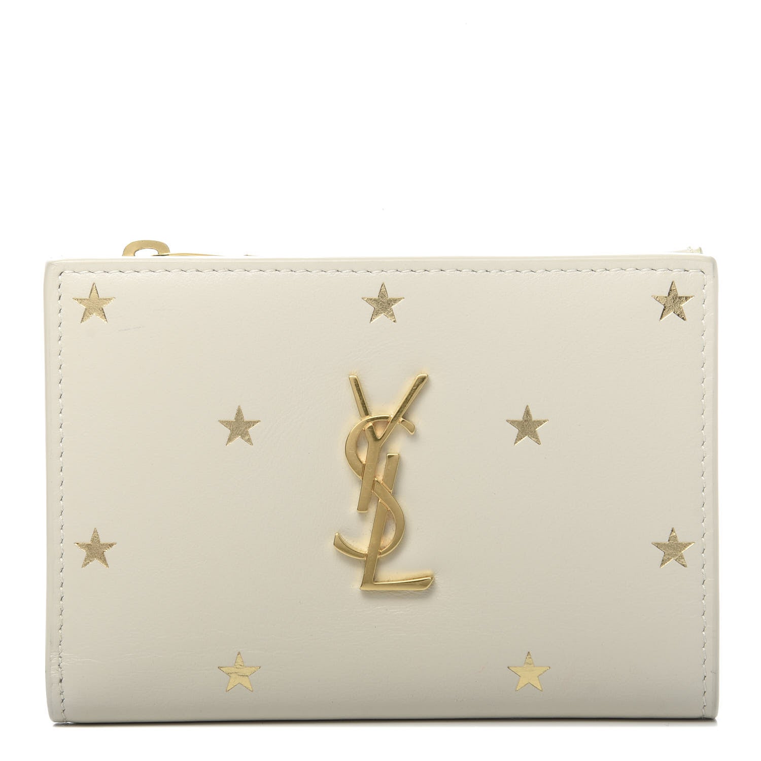 Saint Laurent Calfskin Star Print Monogram Fragments Wallet White 1 of 7