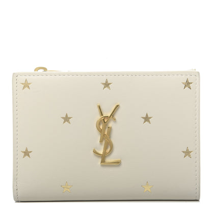 Saint Laurent Calfskin Star Print Monogram Fragments Wallet White 1 of 7