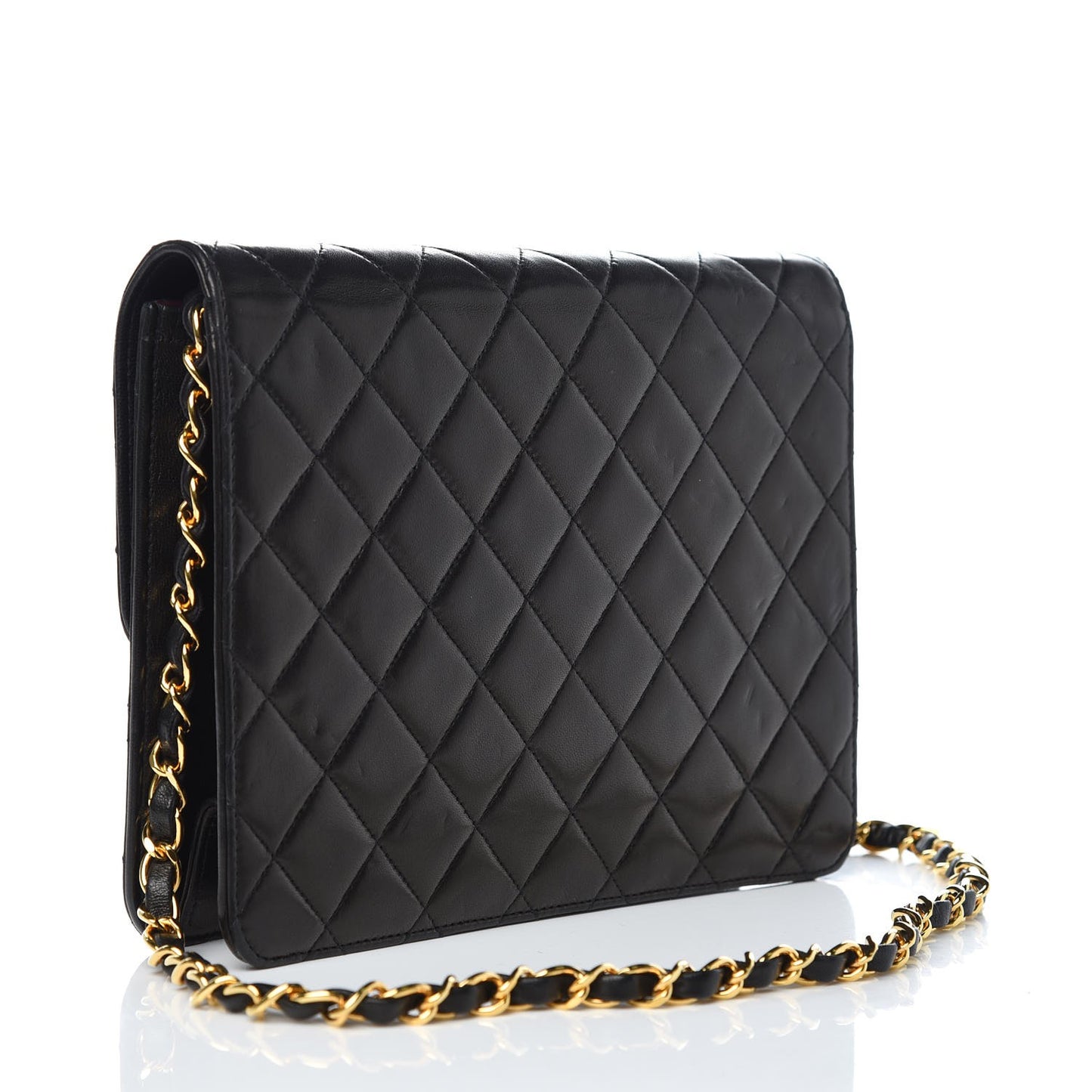 Lambskin Quilted Small Single Flap Bag Black