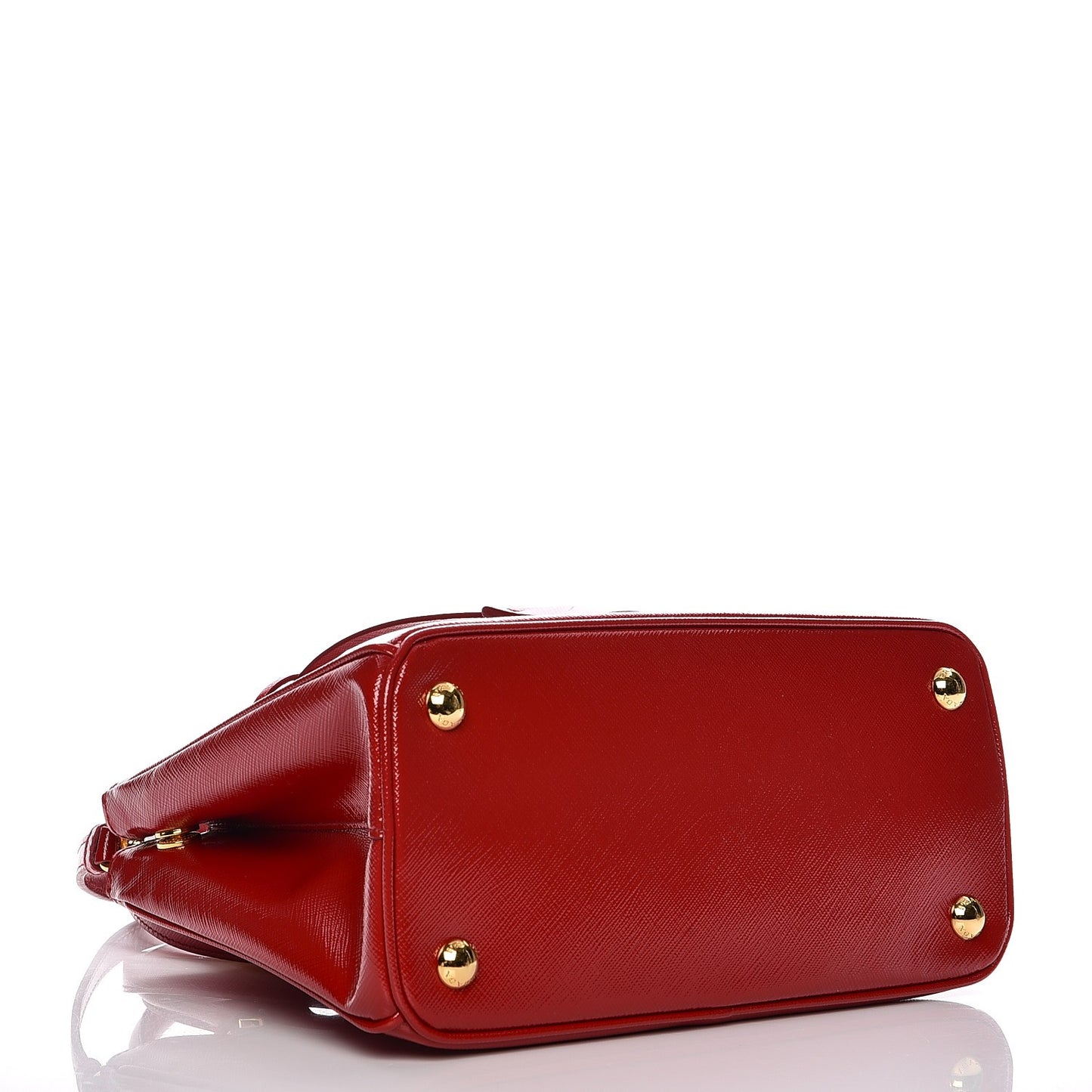 Saffiano Vernice Mini Galleria Double Zip Tote Rosso