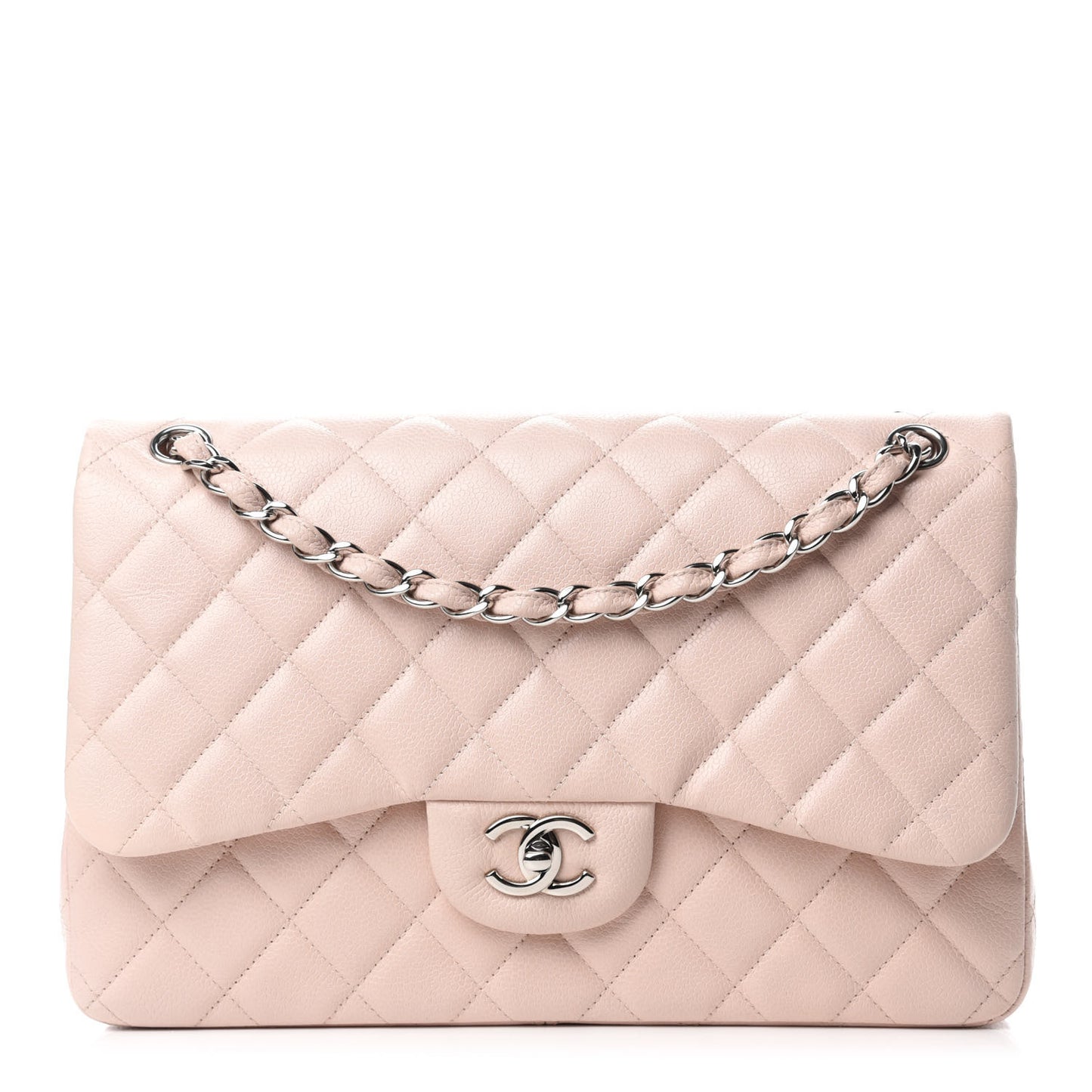 Caviar Quilted Jumbo Double Flap Light Pink