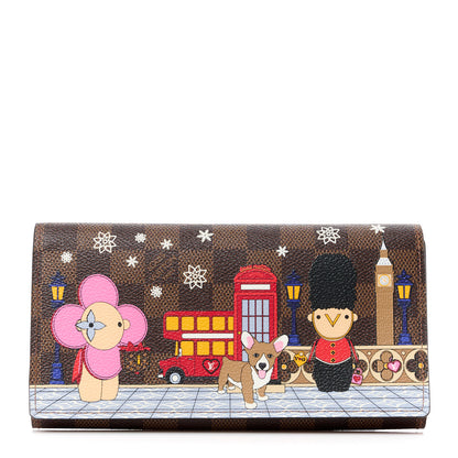 Louis Vuitton LOUIS VUITTON Damier Ebene 2021 Christmas Animation London Sarah Wallet 1 of 11