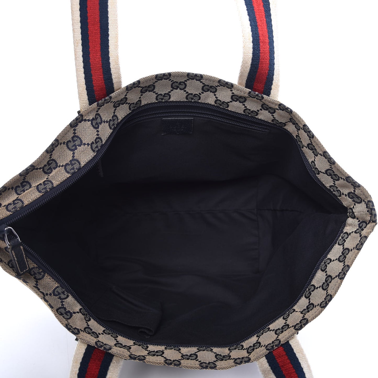 GG Monogram Medium Web Handle Bucket Tote Navy Blue