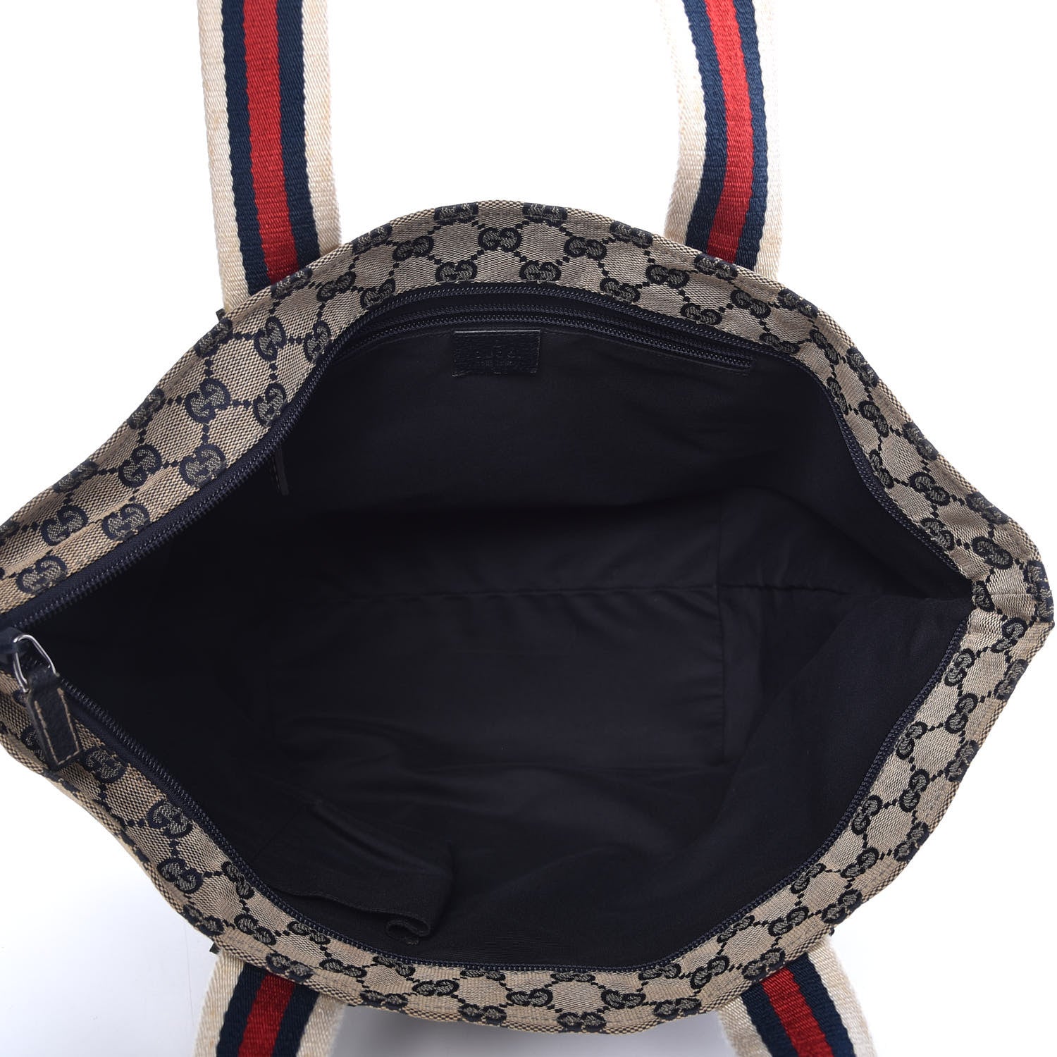 Gucci GG Monogram Medium Web Handle Bucket Tote Navy Blue 5 of 9