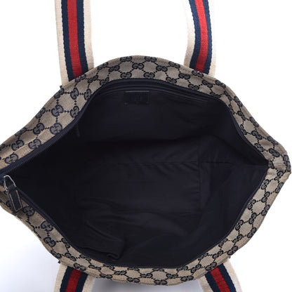 Gucci GG Monogram Medium Web Handle Bucket Tote Navy Blue 5 of 9