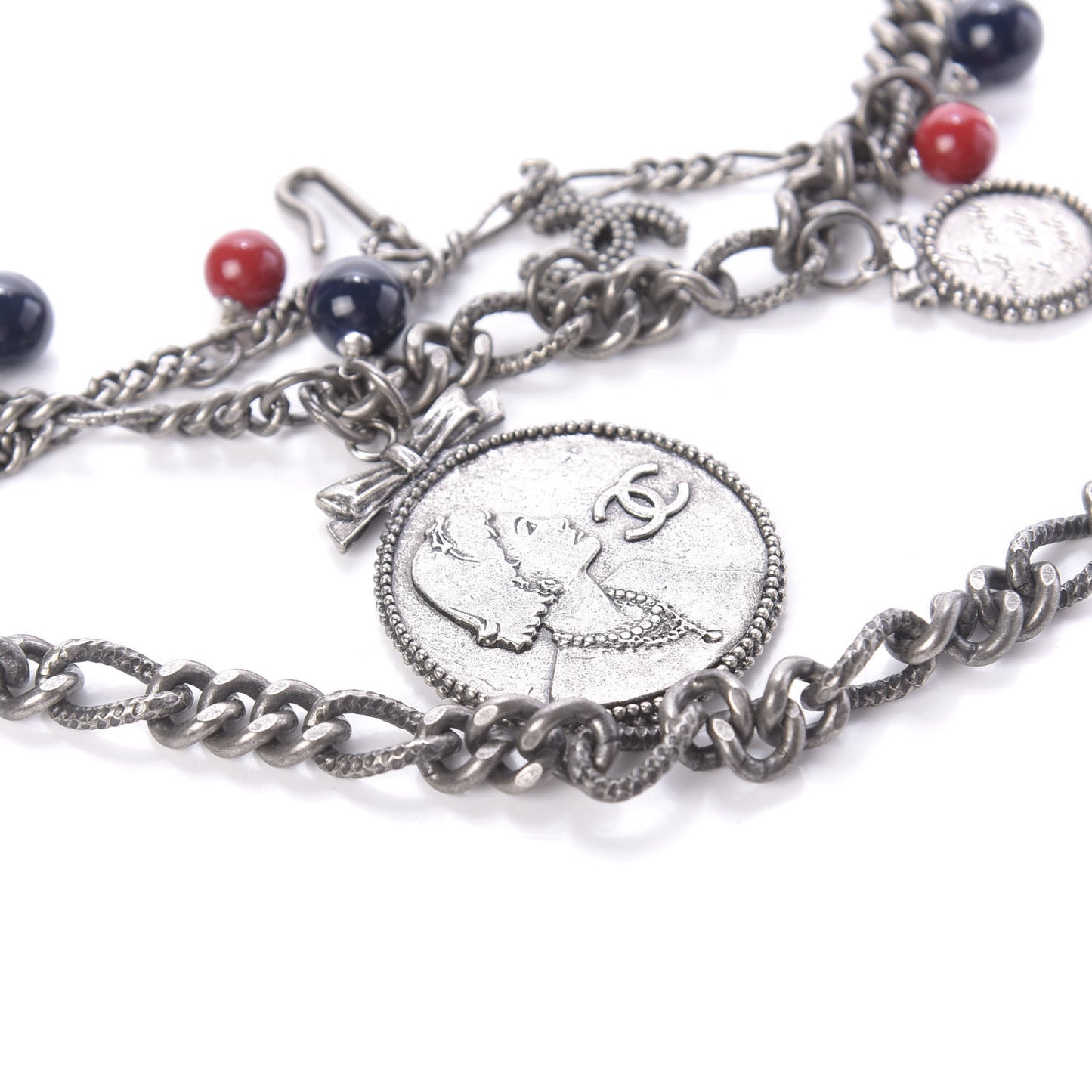 Bead Chain CC Medallion Belt Ruthenium