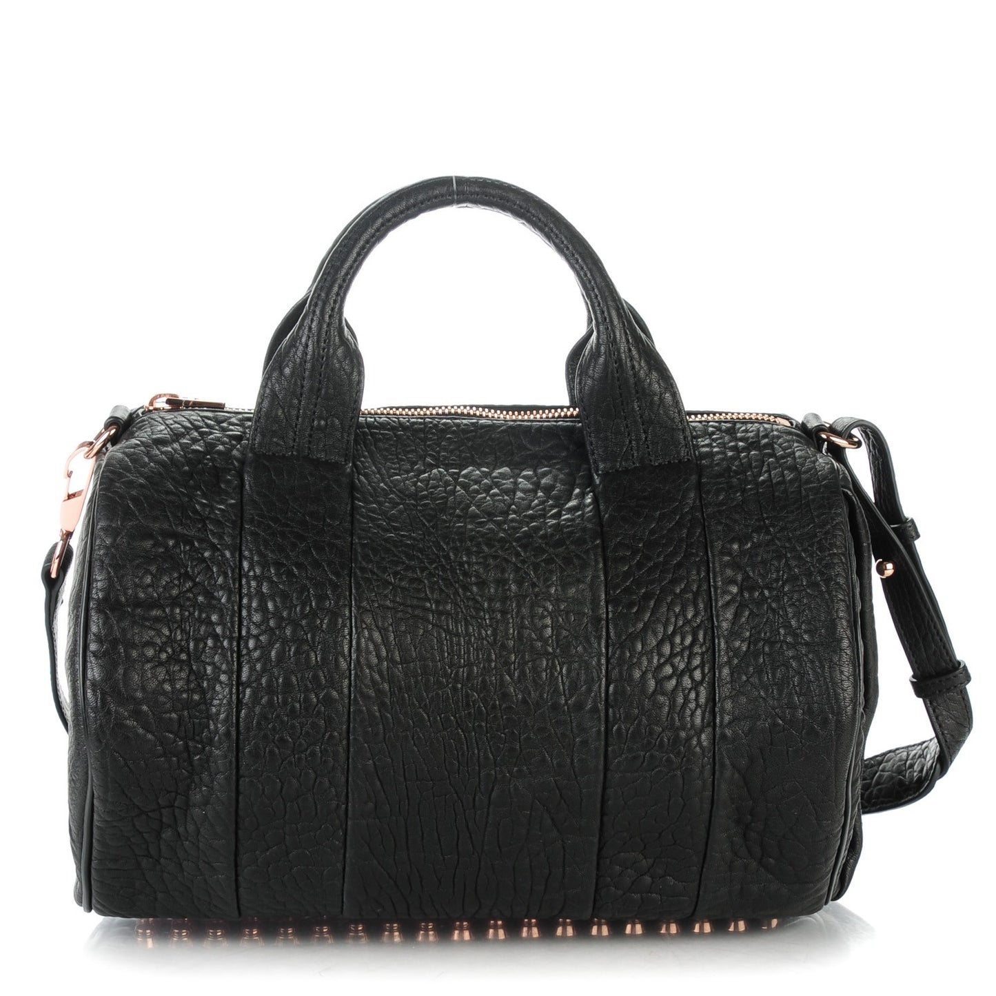 Pebbled Lambskin Rocco Black Rose Gold Hardware