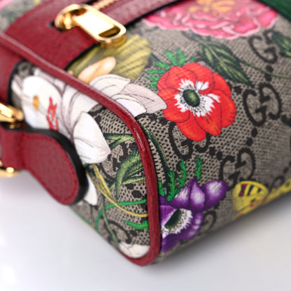 Gucci GG Supreme Monogram Flora Web Mini Ophidia Shoulder Bag Red 9 of 19