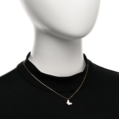 Van Cleef & Arpels 18K Yellow Gold Mother of Pearl Sweet Alhambra Butterfly Pendant Necklace 2 of 5
