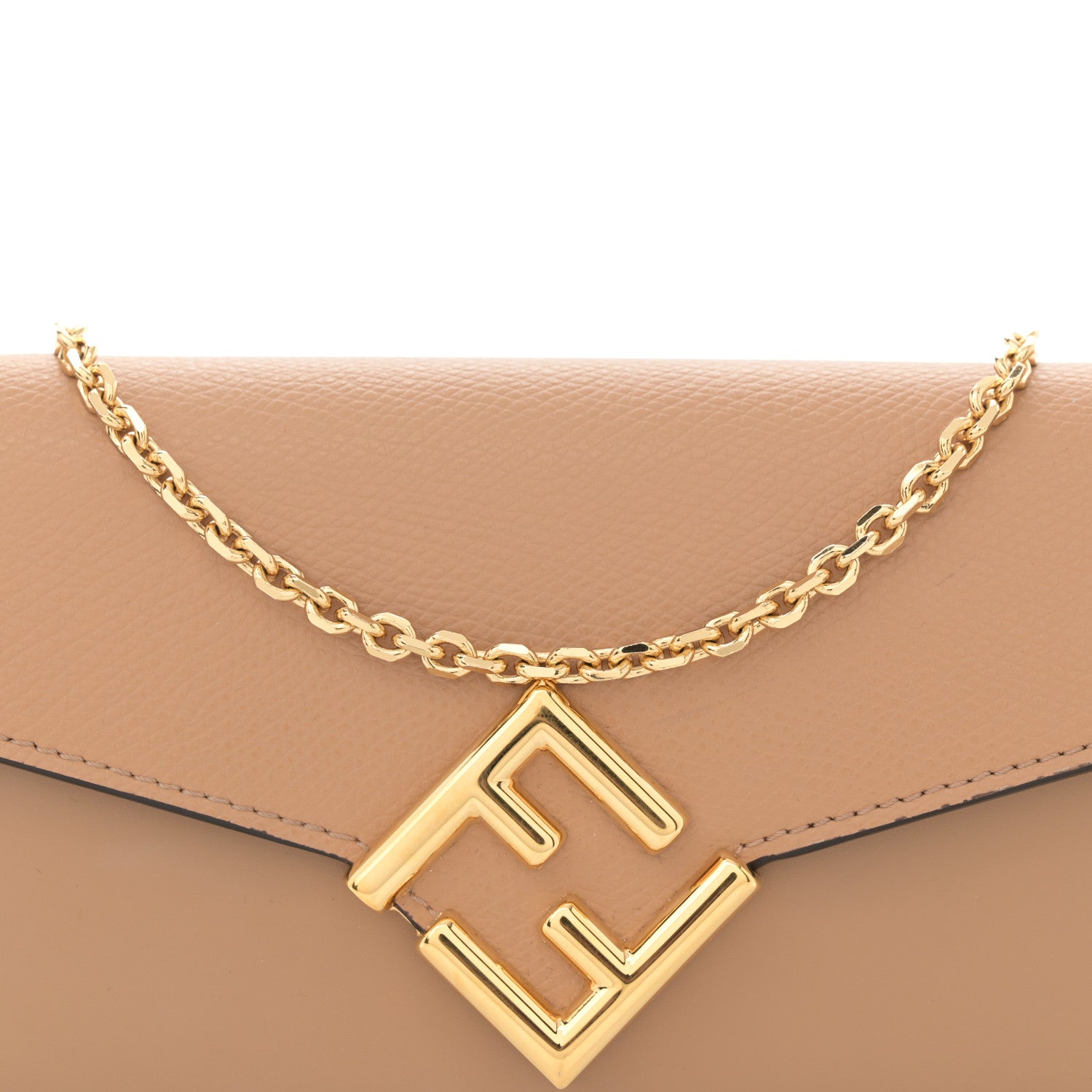 Fendi Vitello King Cruise FF Diamonds Continental Envelope Wallet On Chain Miele 9 of 14