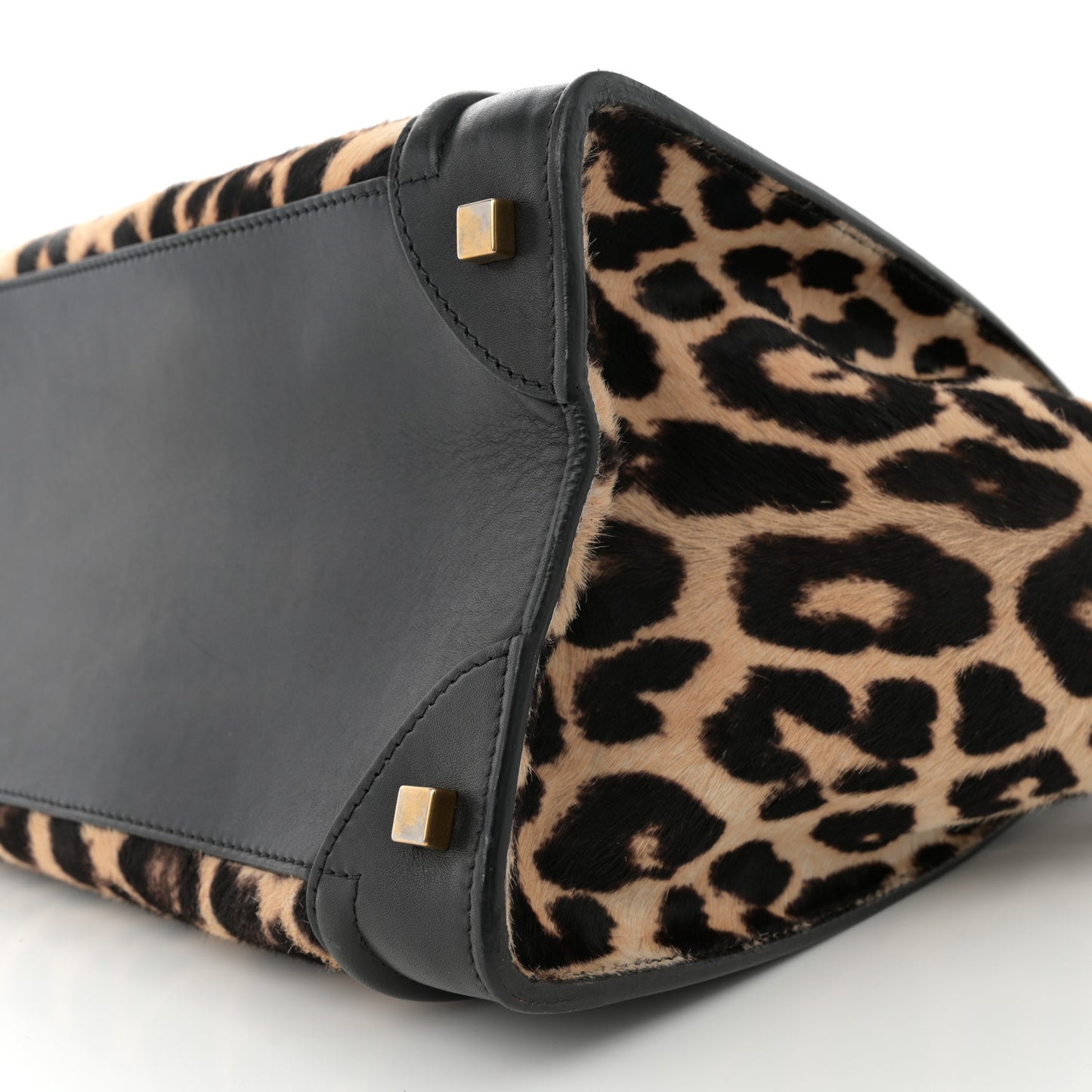 Leopard Pony Hair Mini Luggage Black