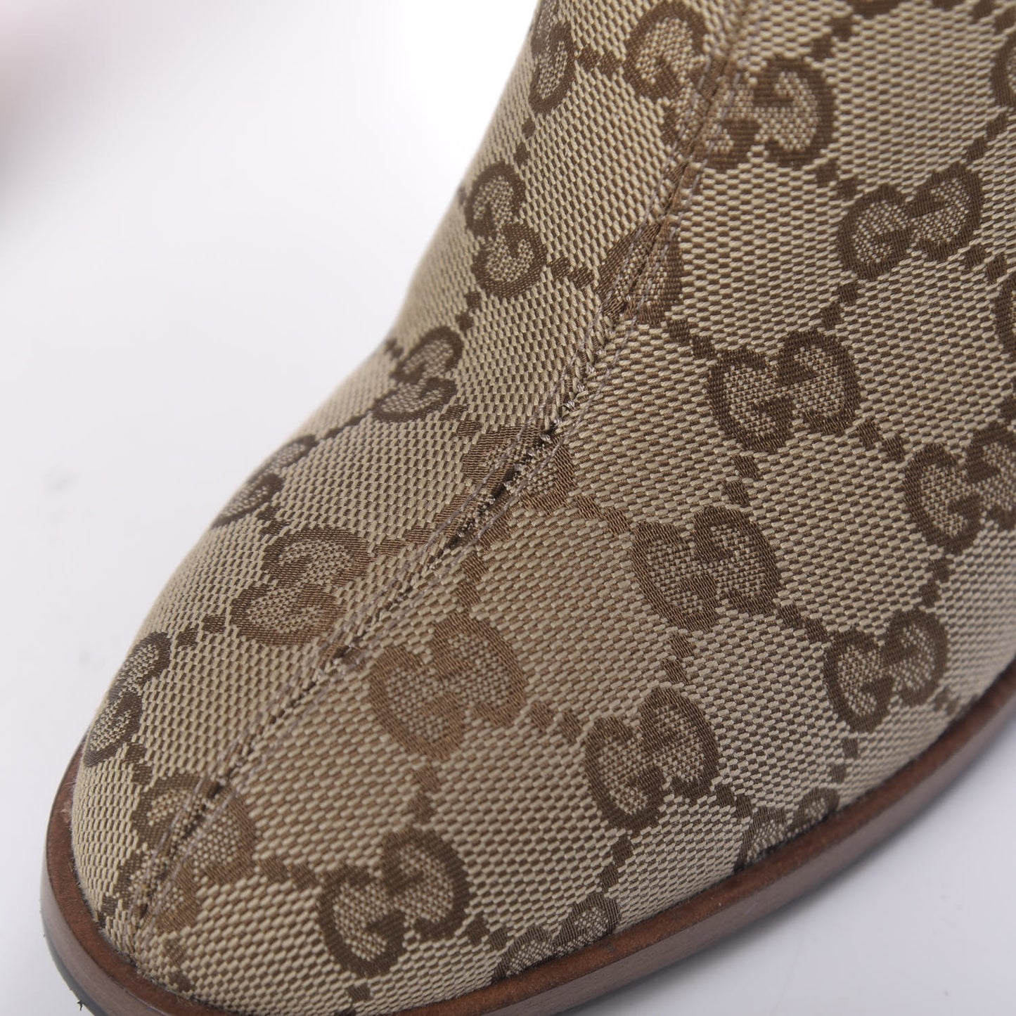 Monogram Lisa Mid Heel Boots 35 Beige Ebony