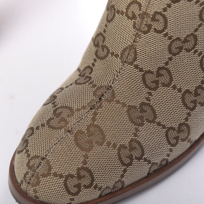Gucci Monogram Lisa Mid Heel Boots 35 Beige Ebony 8 of 9