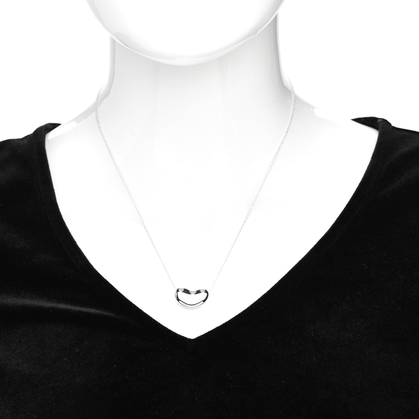 Sterling Silver 18mm Elsa Peretti Bean Pendant Necklace