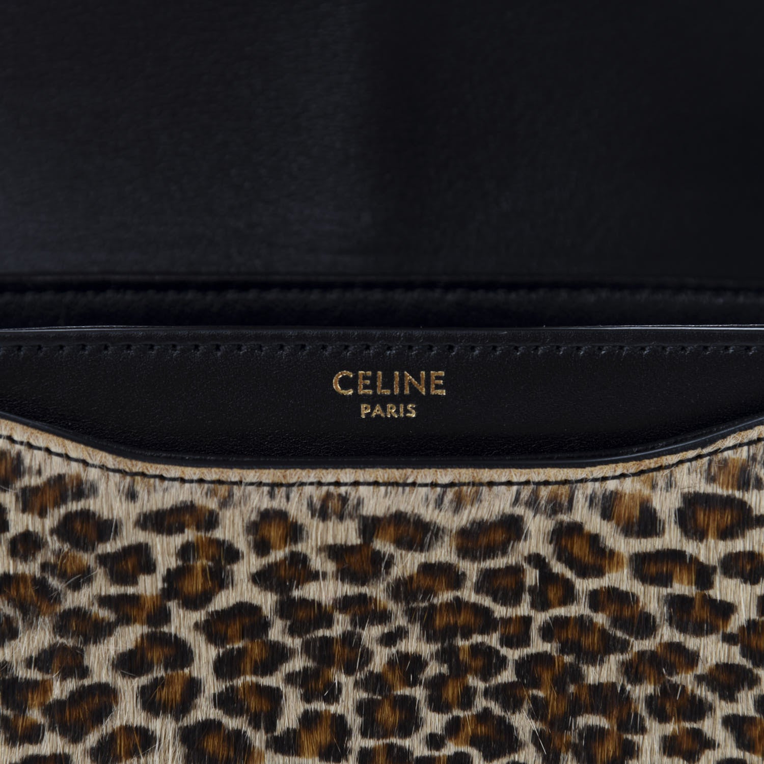 Celine Pony Hair Calfskin Leopard Print Besace 16 Black Naturals 10 of 12
