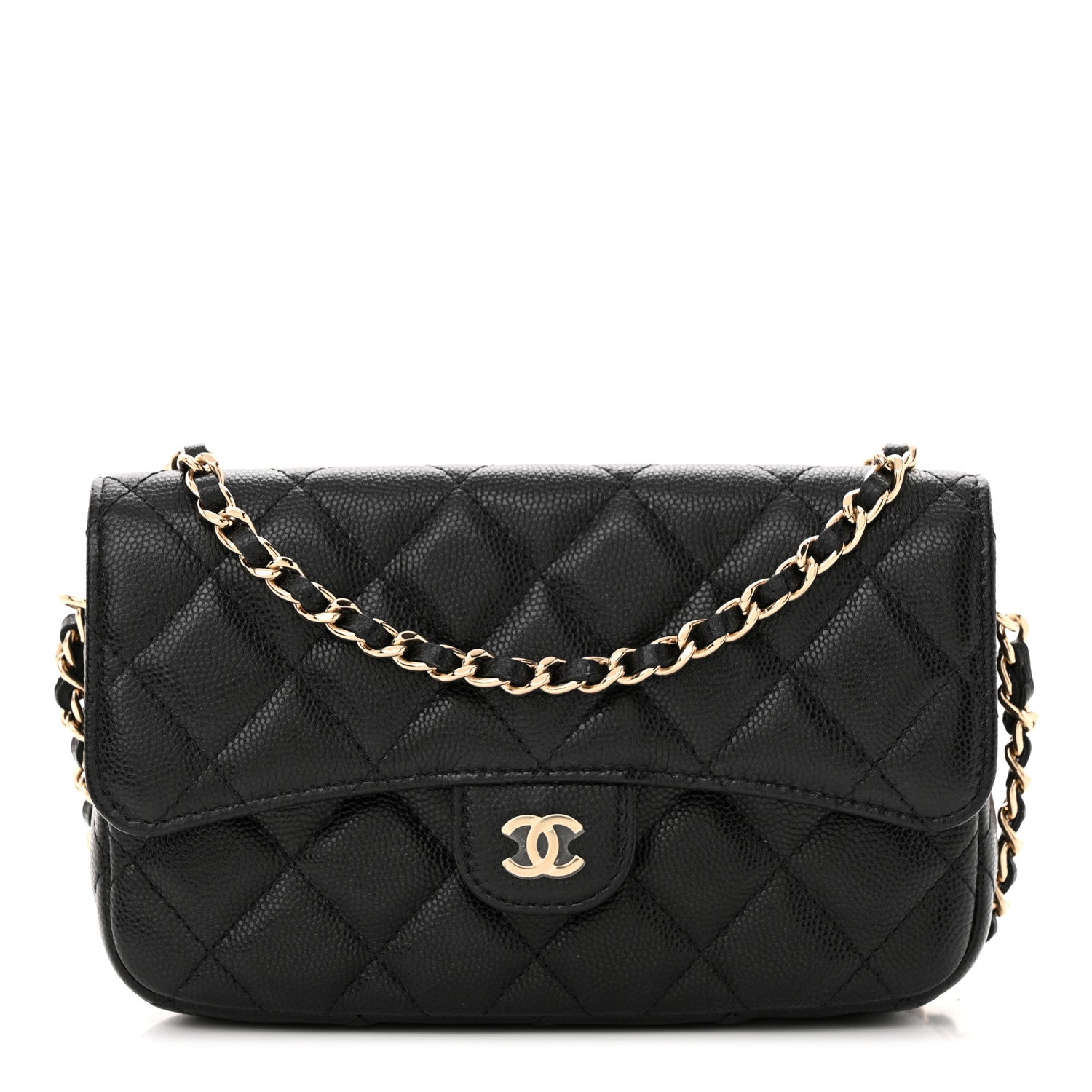 Chanel Caviar Quilted Flap Phone Holder With Chain Black 1 of 12