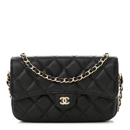 Chanel Caviar Quilted Flap Phone Holder With Chain Black 1 of 12