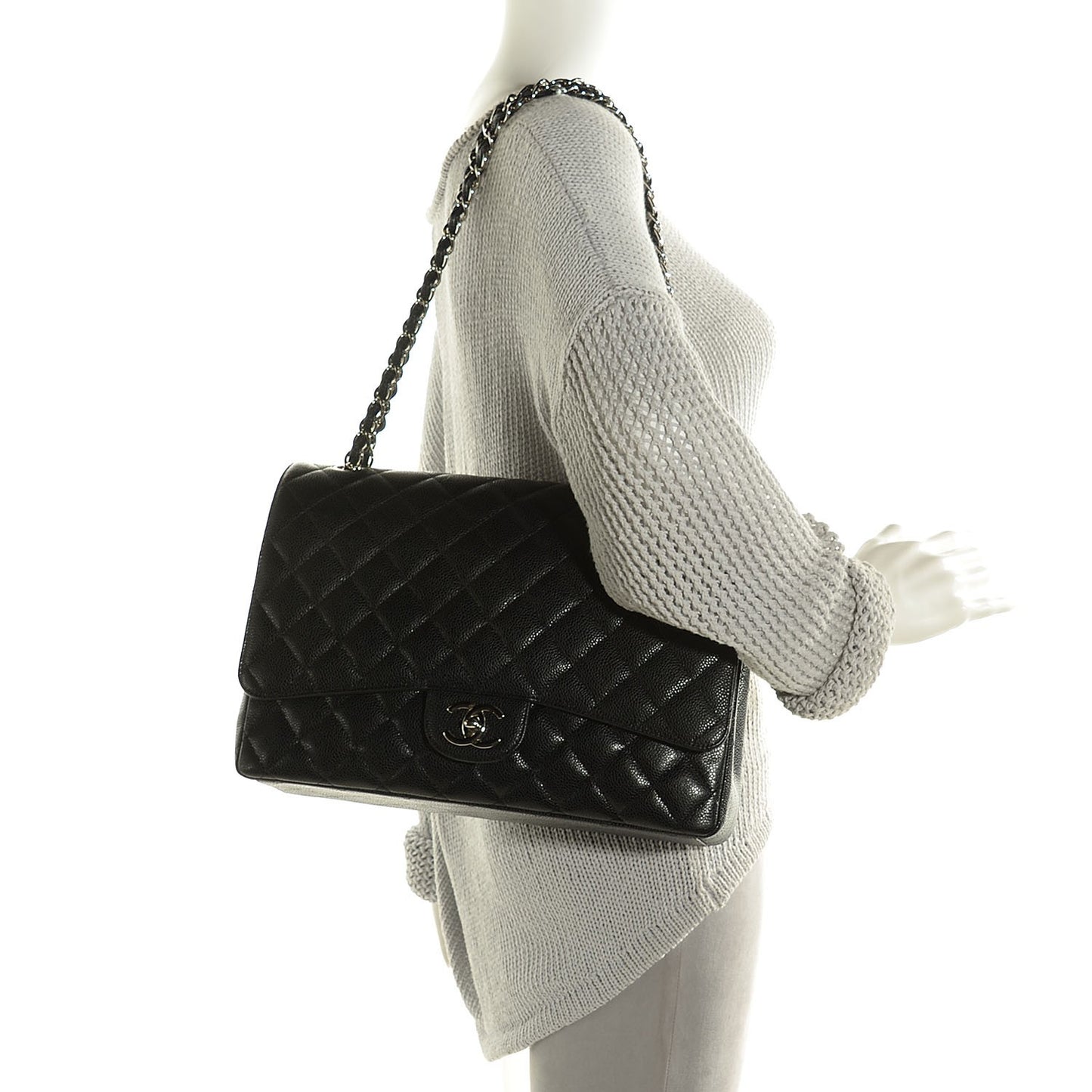 Caviar Quilted Maxi Double Flap Black
