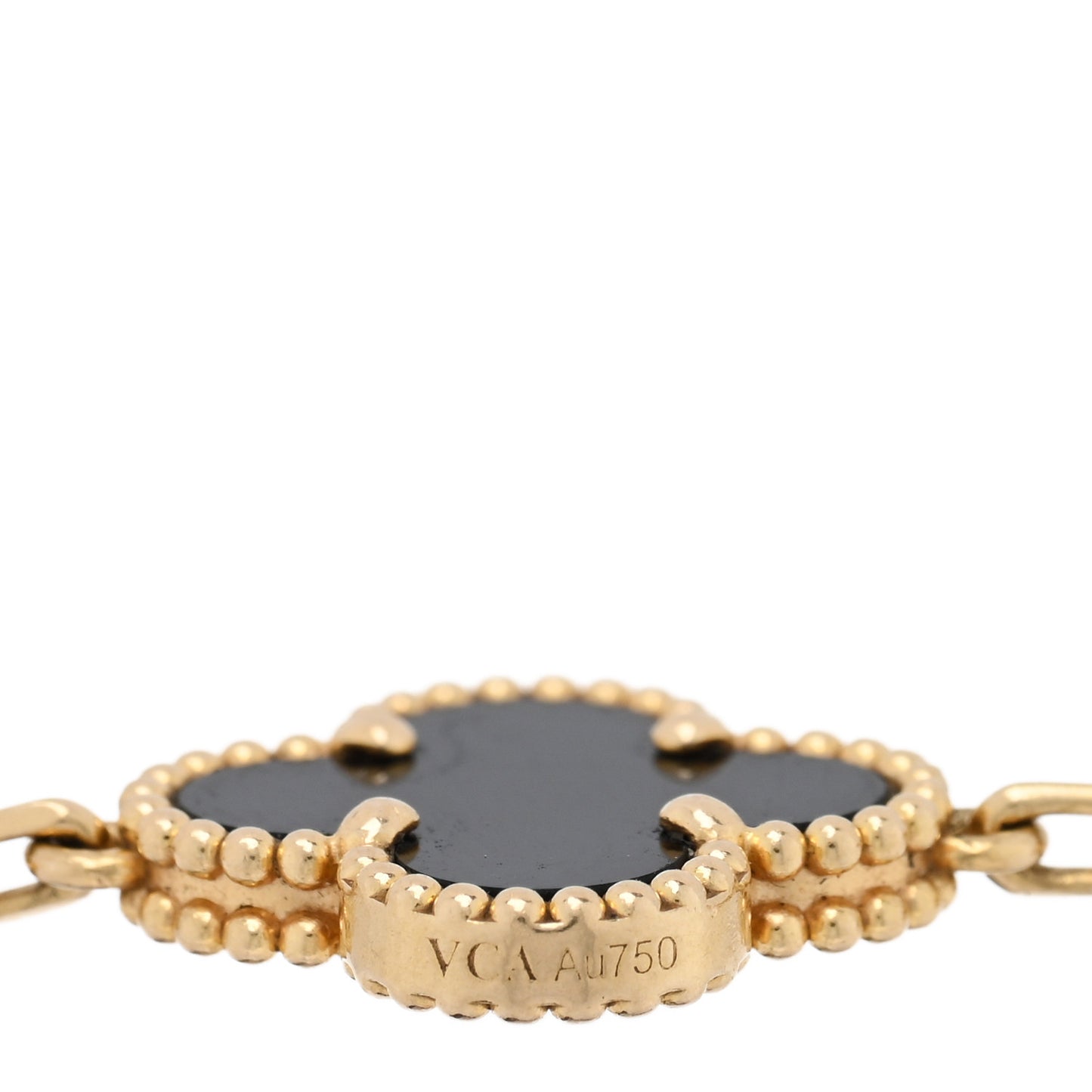 18K Yellow Gold Black Onyx 5 Motifs Vintage Alhambra Bracelet