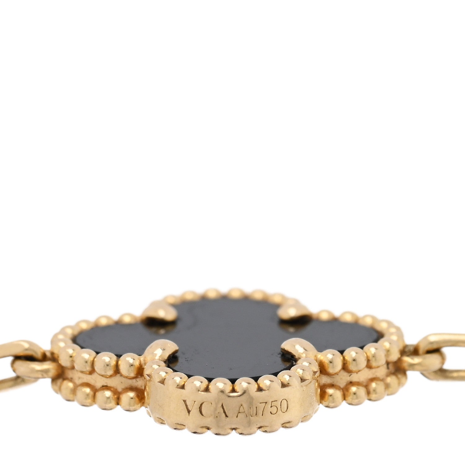 Van Cleef & Arpels 18K Yellow Gold Black Onyx 5 Motifs Vintage Alhambra Bracelet 3 of 4