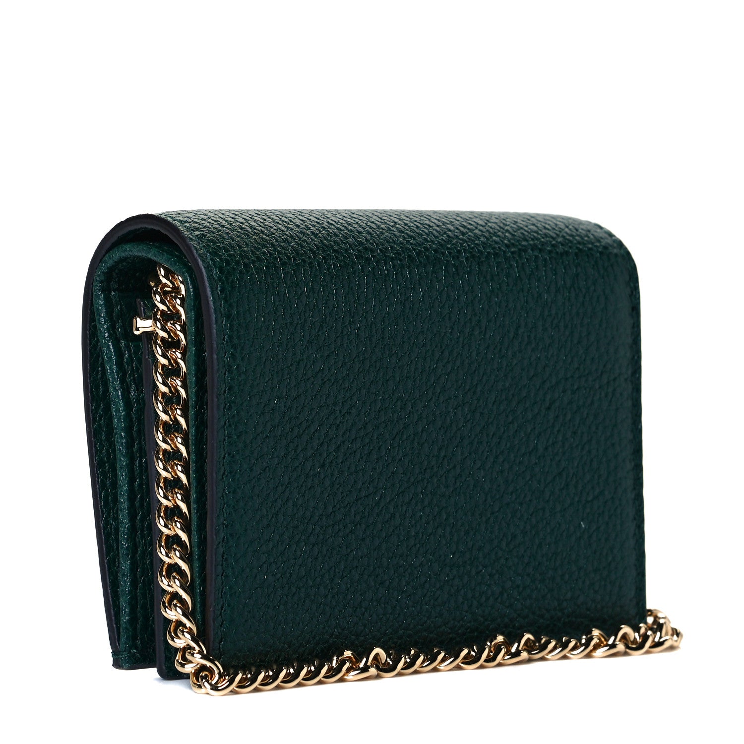 Gucci Grainy Calfskin Zumi Chain Card Case Wallet Vintage Green 2 of 7