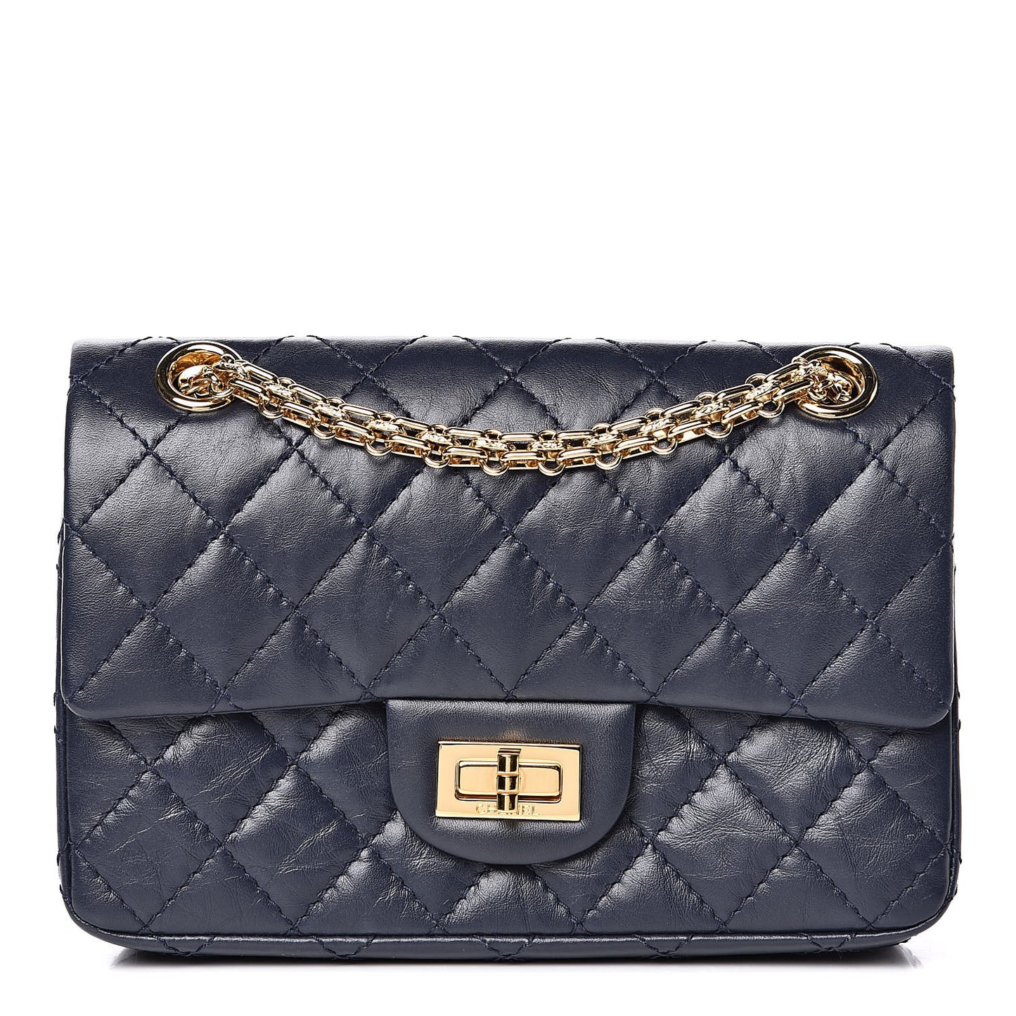 Aged Calfskin Quilted 2.55 Reissue Mini Flap Navy