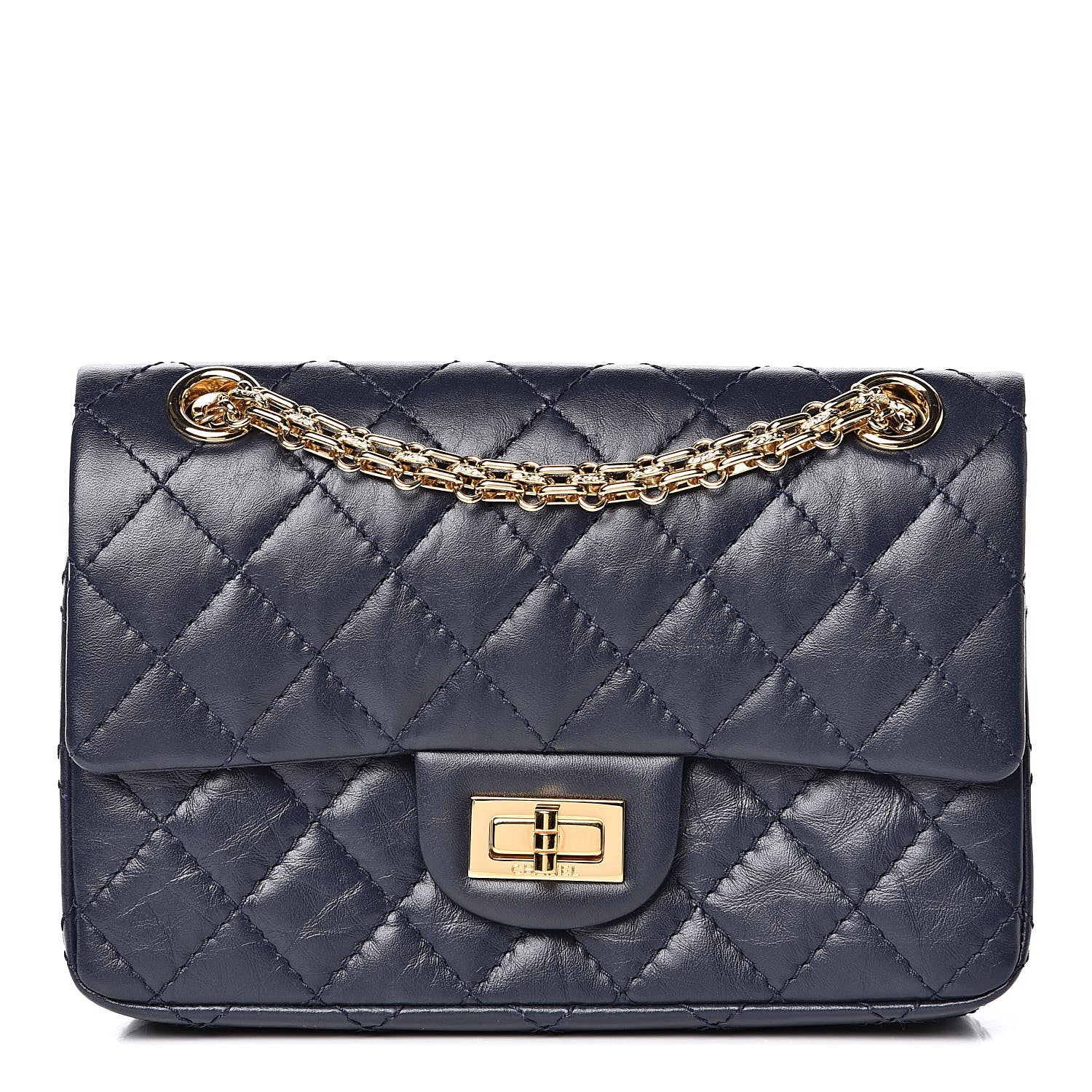 Chanel Aged Calfskin Quilted 2.55 Reissue Mini Flap Navy 1 of 12