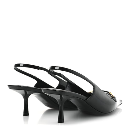 Saint Laurent Patent Carine 55 Slingback Pumps 37 Black 5 of 11