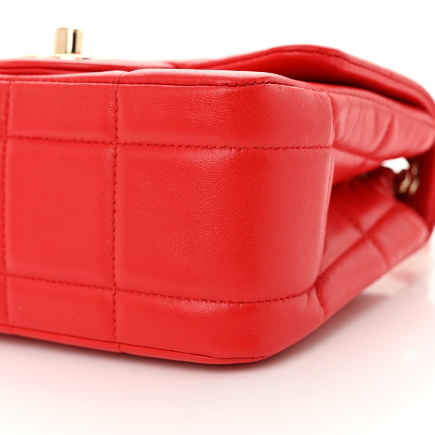 Lambskin Resin Crystal Square Quilted Monacoco Mini Flap Red
