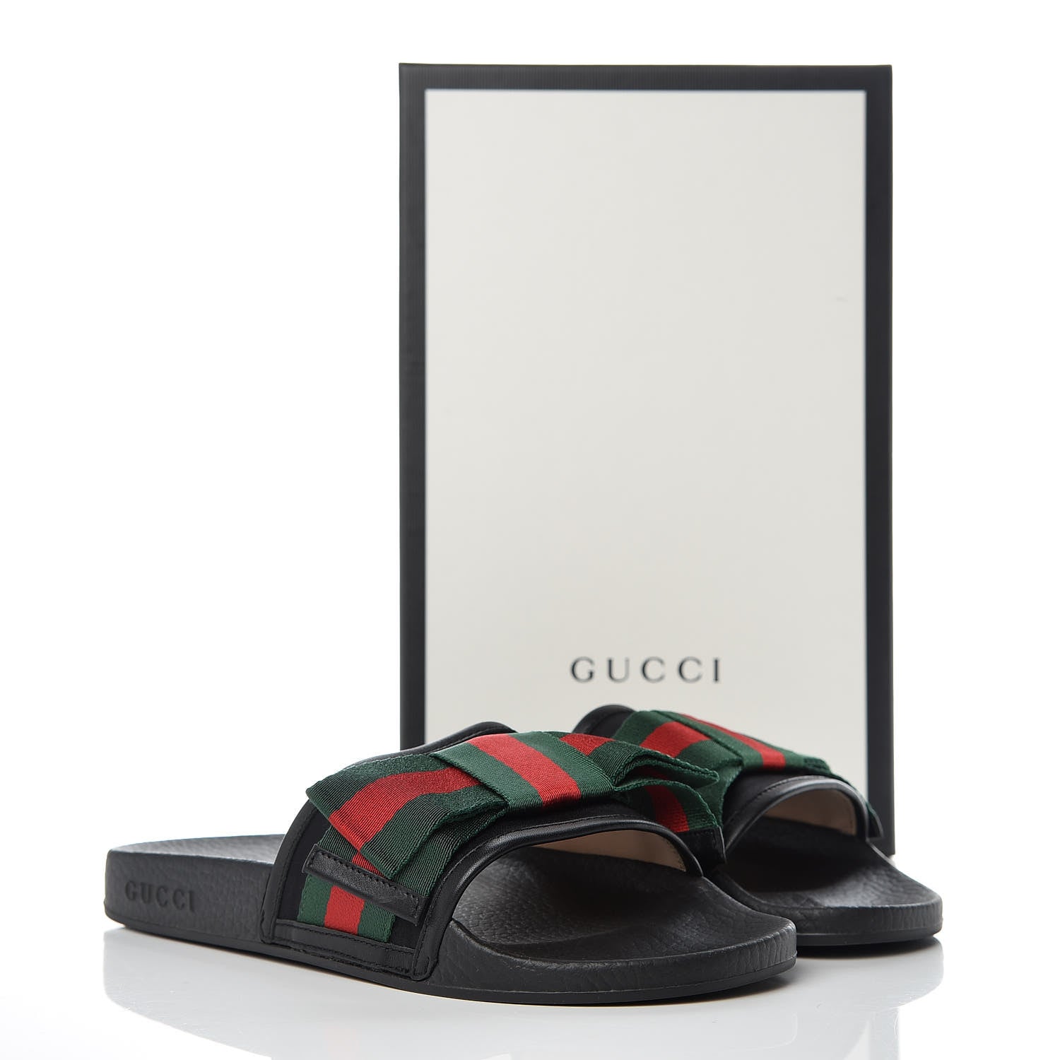 Gucci Satin Web Bow Slide Sandals 38 Black 10 of 10